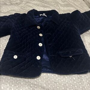 Baby CZ Carolina Zapf Quilted Velvet Jacket - Navy Blue _ 3T